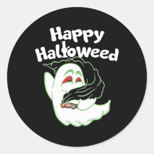 Boo Ghost Srauking Weed Thc Happy Halloweed Hallow Runder Aufkleber