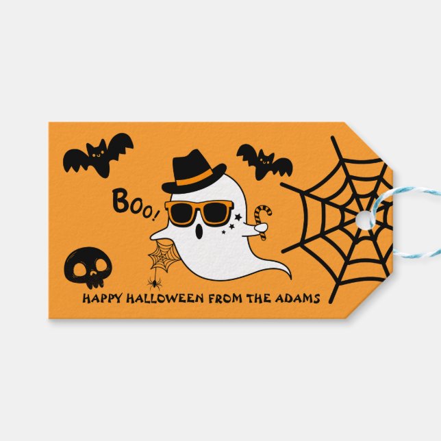 BOO Ghotly Happy Halloween Anpassbar Geschenkanhänger (Vorderseite (Horizontal))