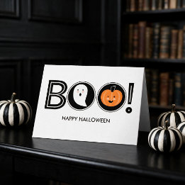 Boo! Glückliche Halloween-Gruß-Karte Karte