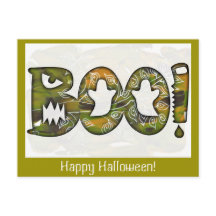 BOO glückliches Halloween - Postkarte oder