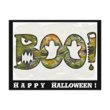 BOO glückliches Halloween-Schwarzes - Postkarte