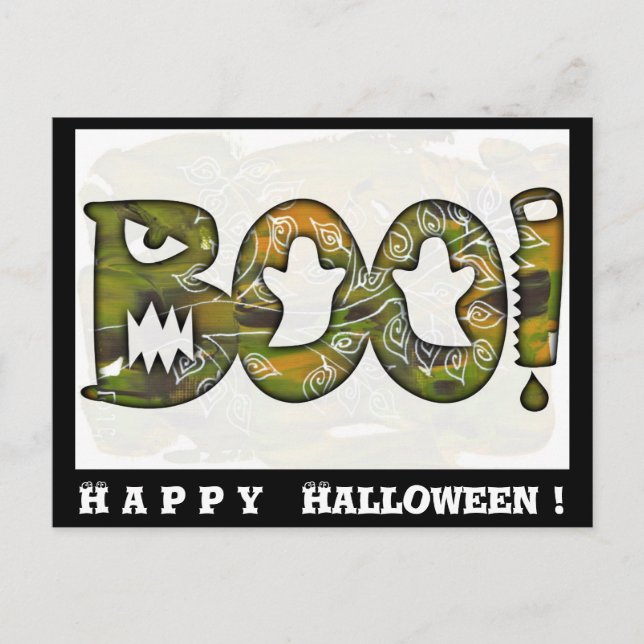 BOO glückliches Halloween-Schwarzes - Postkarte (Vorderseite)