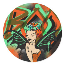 Boo Graffiti Witch Sticker