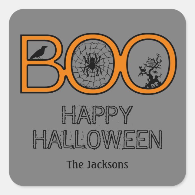 Boo! Halloween-Aufkleber Quadratischer Aufkleber (Vorderseite)