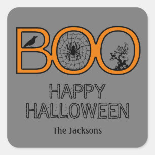 Boo! Halloween-Aufkleber Quadratischer Aufkleber