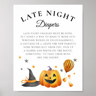 Boo Halloween Baby Dusche Spate Night Diapers sign Poster
