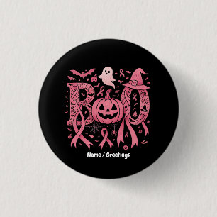 Boo Halloween Brustkrebs-Bewusstsein Pink Ribbon Button