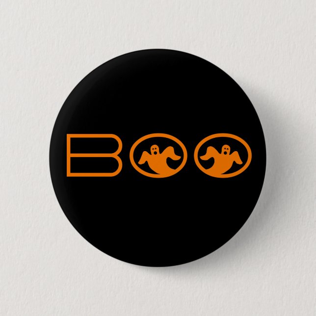 Boo Halloween Button, Black und Orange Button (Vorderseite)