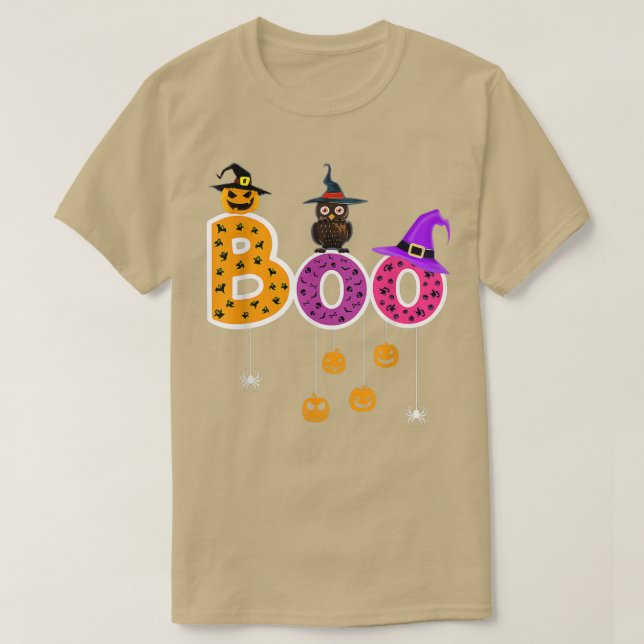 Boo Halloween Costume Spiders, Ghosts, Pumkin & Wi T-Shirt (Design vorne)