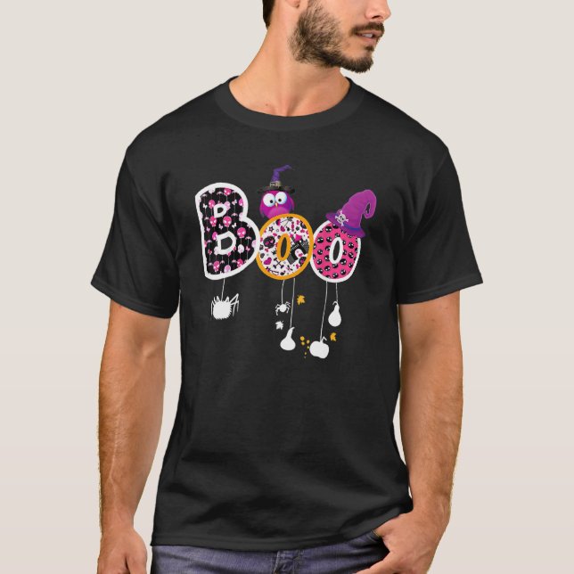 Boo Halloween Costume Spiders Ghosts Pumkin & Witc T-Shirt (Vorderseite)