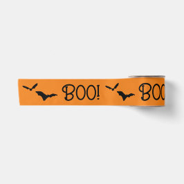 BOO Halloween Flying Bats Orange Ribbon Satinband