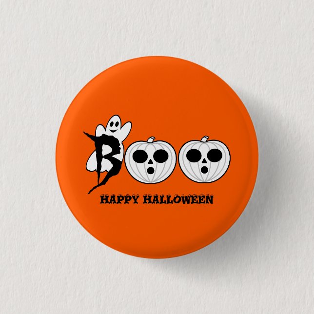 BOO! Halloween Ghost Button Badge (Vorderseite)