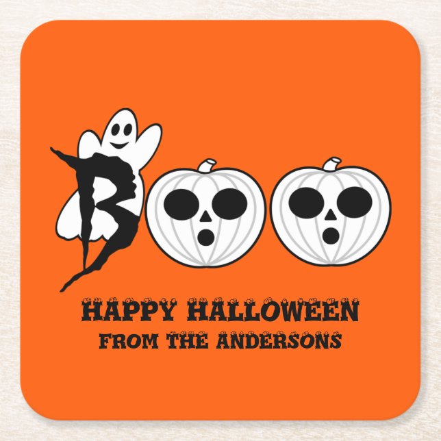BOO! Halloween Ghost Paper Untersetzer (Vorderseite)