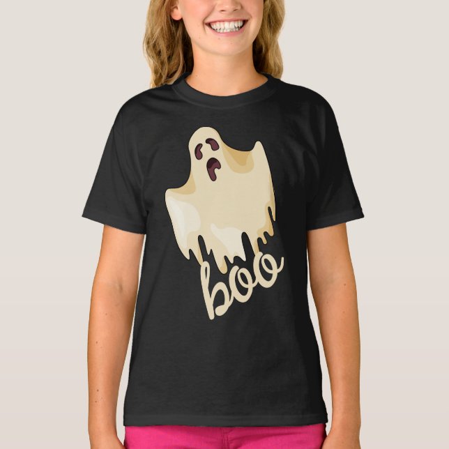 Boo, Halloween Ghost Personalisierter T - Shirt (Vorderseite)