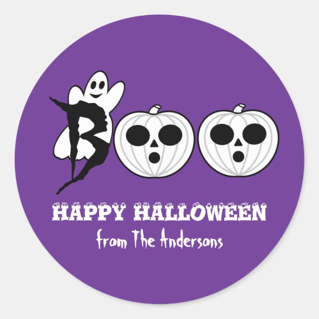 BOO! Halloween Ghost Pumpkins Sticker (Vorderseite)