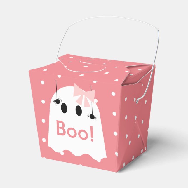 Boo! Halloween Ghost Ribbon Girl Niedlich Pink Geschenkschachtel (Vorderseite)