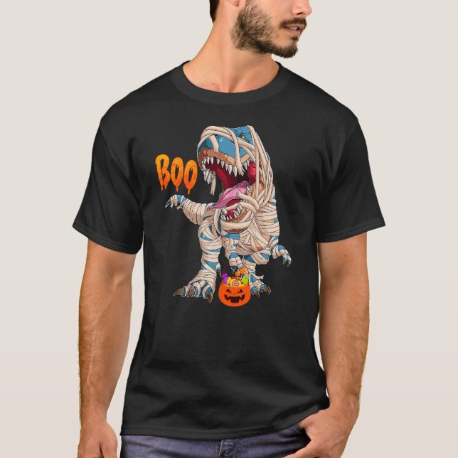 BOO Halloween Ghost Skeleton Dinosaur T-Rex T-Shirt (Vorderseite)