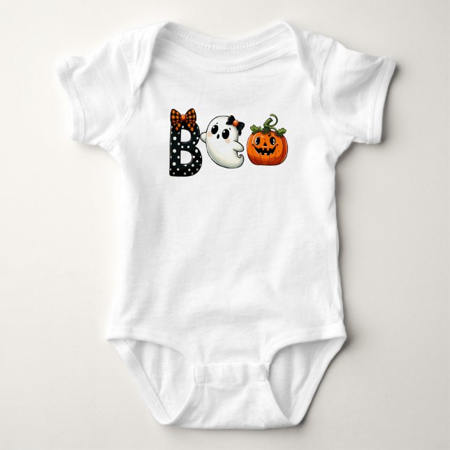 Boo Halloween Ghost und Pumpkin Baby Strampler (Vorderseite)
