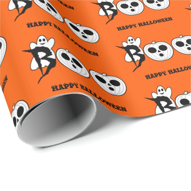 BOO! Halloween Ghost Wrapping Paper Geschenkpapier (Rolleneckpunkt)
