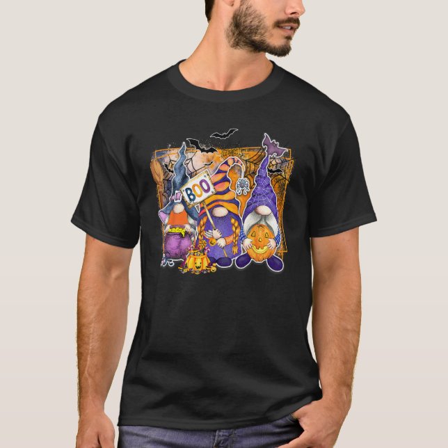 Boo Halloween Gnomes Pumpkin Fall Halloween Vibes T-Shirt (Vorderseite)