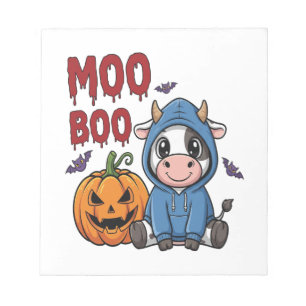 Boo Halloween Gruseliger Geist Kuh Notizblock