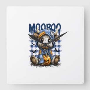 Boo Halloween Gruseliger Highland Cow Quadratische Wanduhr