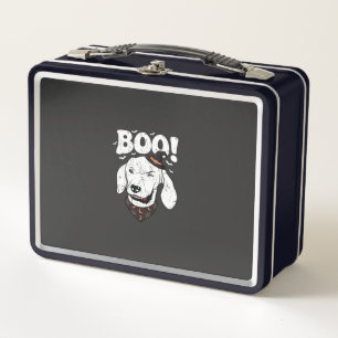 Boo Halloween Hund Hexenhut Fledermäuse Metall Brotdose