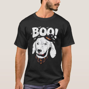 Boo Halloween Hund Hexenhut Fledermäuse T-Shirt