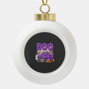 Boo Halloween Lila LKW Geist und Kürbisse Desi Keramik Kugel-Ornament
