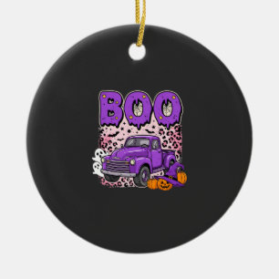 Boo Halloween Lila LKW Geist und Kürbisse Desi Keramik Ornament