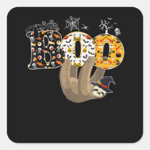 Boo Halloween mit Slotholz und Spinnengeschenk Quadratischer Aufkleber