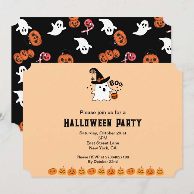 Boo Halloween-Party Einladung (Vorne/Hinten)