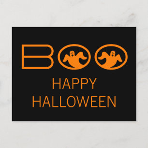 Boo Halloween Postcard, Black and Orange Postkarte