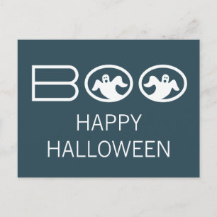 Boo Halloween Postcard, Blau und Weiß Postkarte