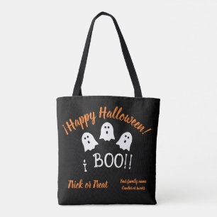 Boo Halloween, Schwarz Orange, Familienname, glück Tasche
