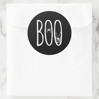 BOO Halloween Spinnennetz Schwarz Runder Aufkleber