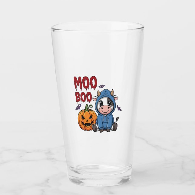Boo Halloween Spooky Ghost Cow Glas (Vorderseite)