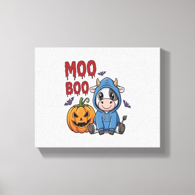 Boo Halloween Spooky Ghost Cow Leinwanddruck (Vorderseite)