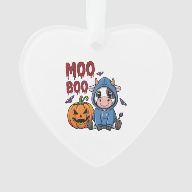 Boo Halloween Spooky Ghost Cow Ornament (Vorderseite)