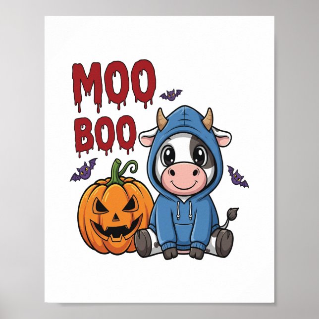 Boo Halloween Spooky Ghost Cow Poster (Vorne)