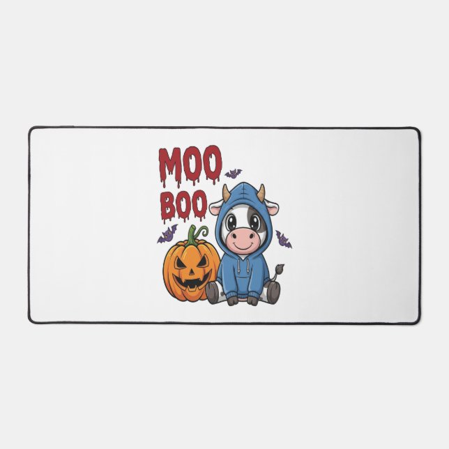 Boo Halloween Spooky Ghost Cow Schreibtischunterlage (Vorderseite)