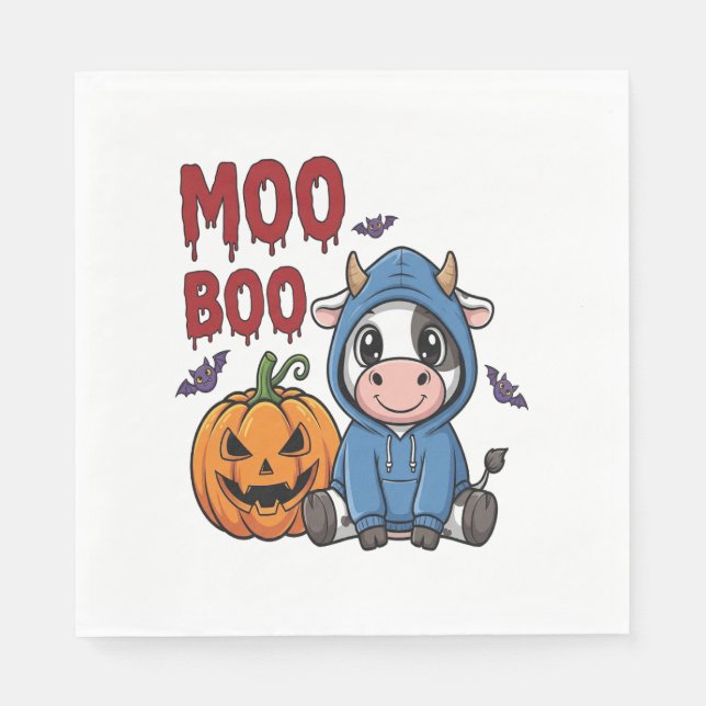 Boo Halloween Spooky Ghost Cow Serviette (Vorderseite)