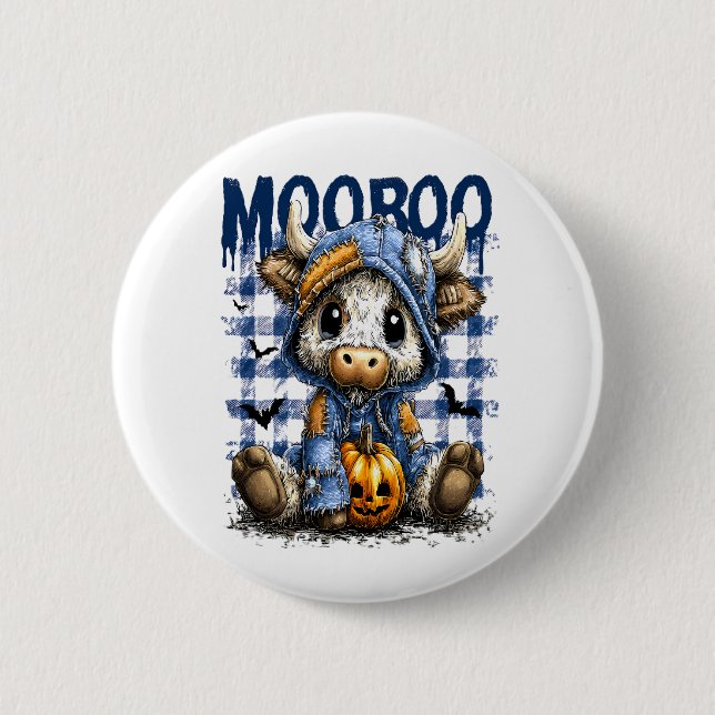 Boo Halloween Spooky Highland Cow Button (Vorderseite)