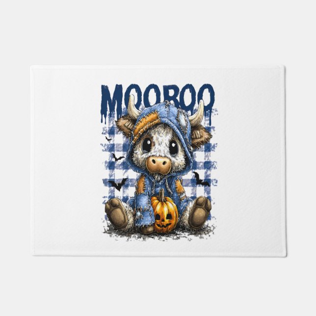 Boo Halloween Spooky Highland Cow Fußmatte (Vorderseite)