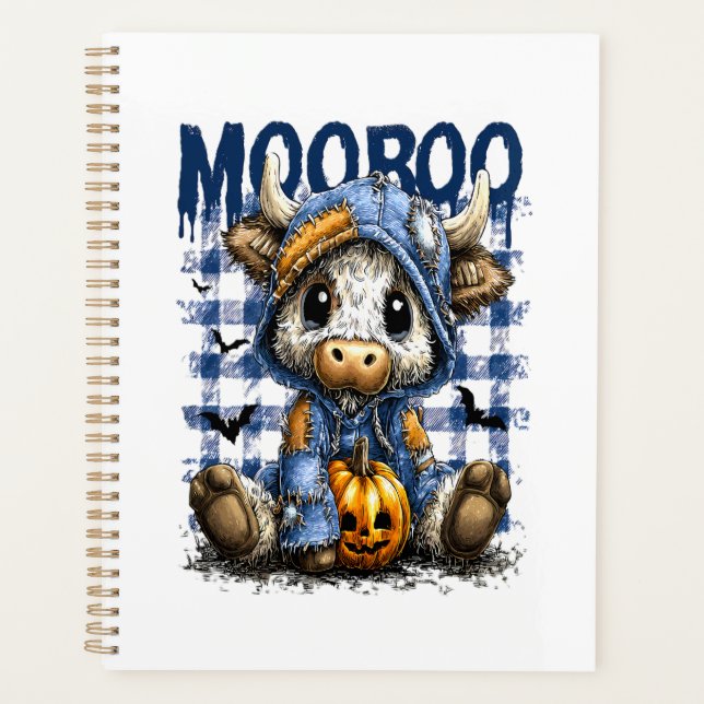 Boo Halloween Spooky Highland Cow Planer (Vorderseite)
