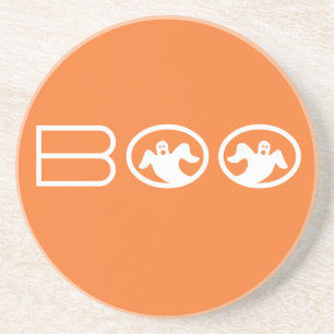 Boo Halloween Untersetzer, Orange und Weiß Getränkeuntersetzer