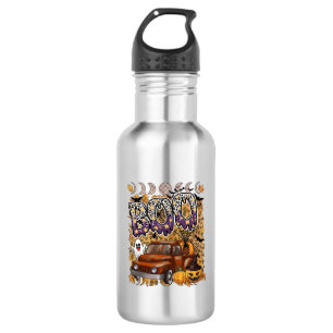 Boo Halloween Vintage LKW Geist Kürbisse Leopard Edelstahlflasche