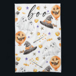 Boo Halloween Watercolor Geschirrtuch<br><div class="desc">Dekorieren Sie Ihre Küche mit diesem wasserfarbenen Halloween-inspiriert Küchentuch.</div>