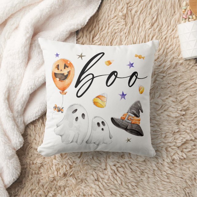Boo Halloween Watercolor Kissen (Decke)