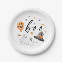 Boo Halloween Watercolor Party Pappteller